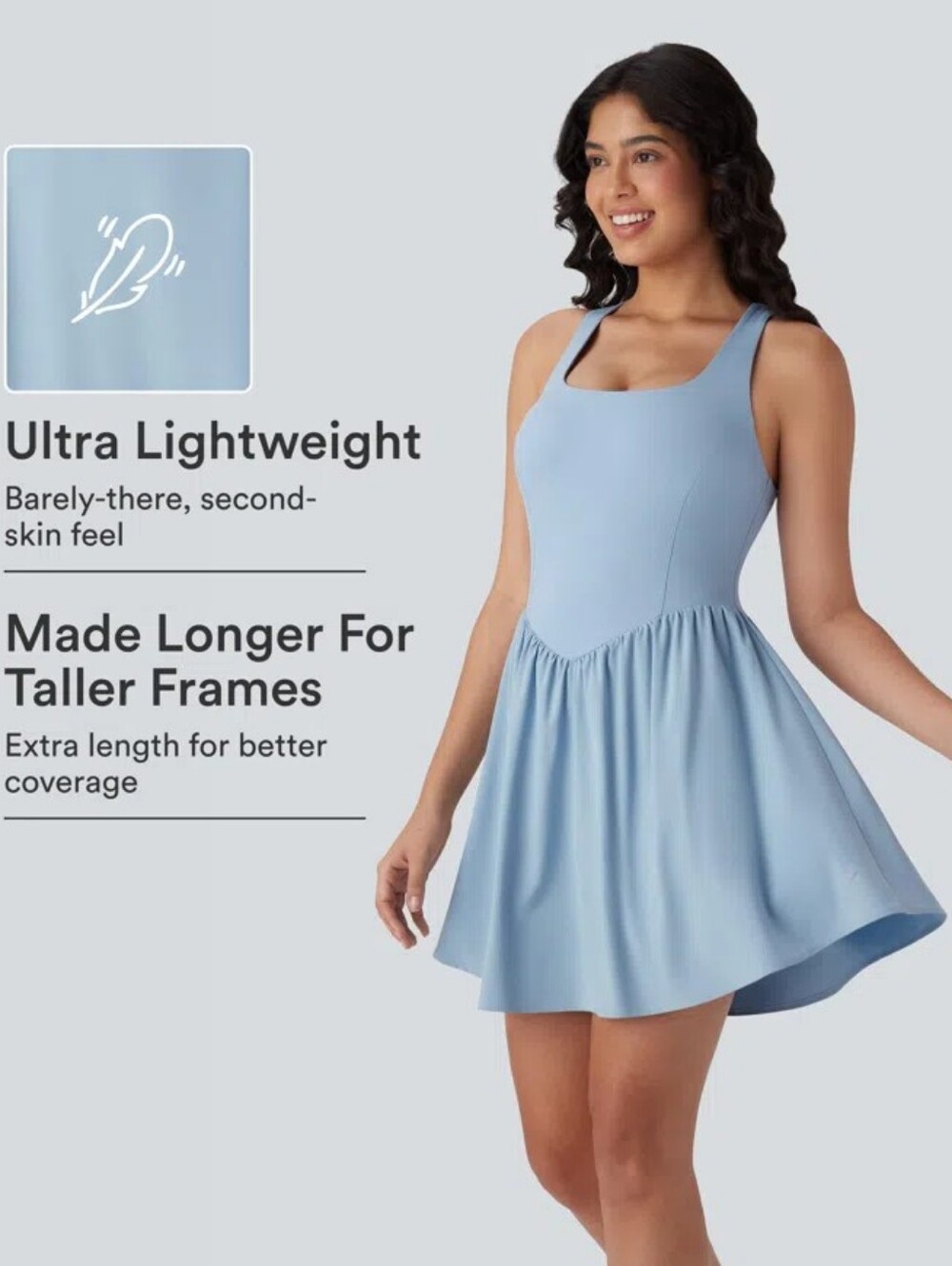 HALARA Light Periwinkle Cross-Back Skater / Tennis Dress